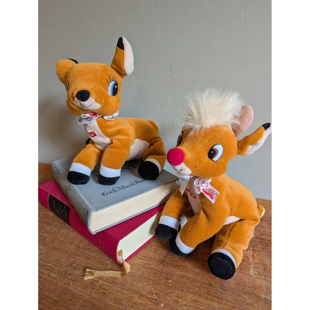 Vintage 1999 Rudolph and Clarice Musical Plush Set Christmas Reindeer WORKS